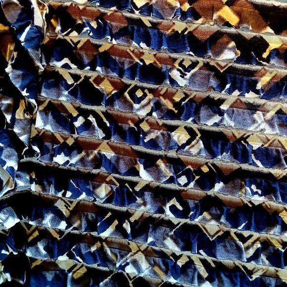 Coldwater Creek Size Med Ruffle Long Sleeve Blouse Black & brown. - Picture 2 of 5